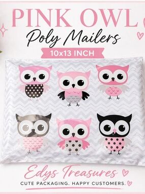 10 Pink Owl Poly Mailers 10x13 NWOT